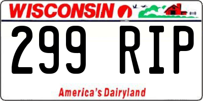 WI license plate 299RIP