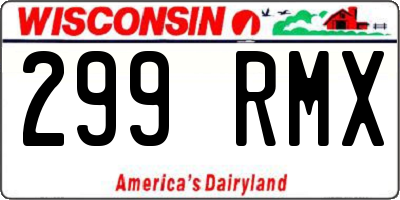 WI license plate 299RMX