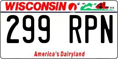WI license plate 299RPN