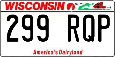WI license plate 299RQP