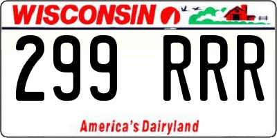 WI license plate 299RRR