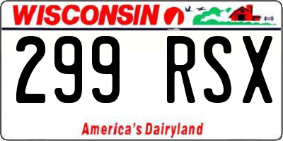 WI license plate 299RSX