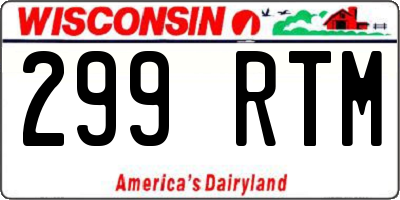 WI license plate 299RTM