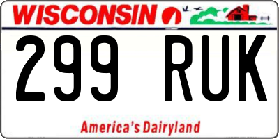 WI license plate 299RUK