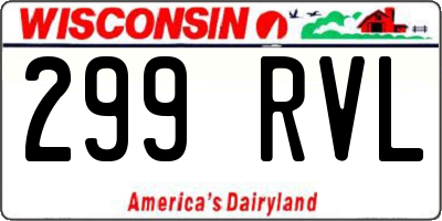 WI license plate 299RVL