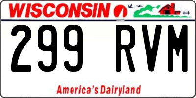 WI license plate 299RVM