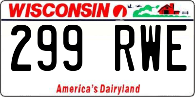 WI license plate 299RWE