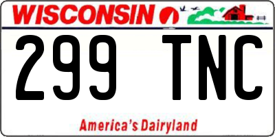 WI license plate 299TNC