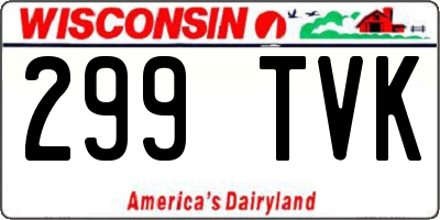 WI license plate 299TVK