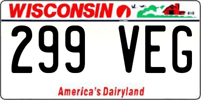 WI license plate 299VEG