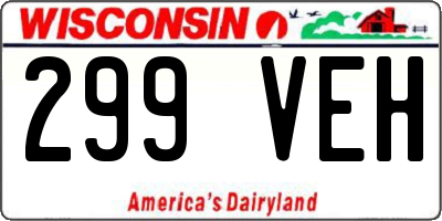 WI license plate 299VEH