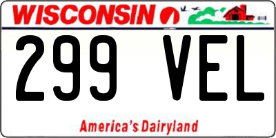 WI license plate 299VEL