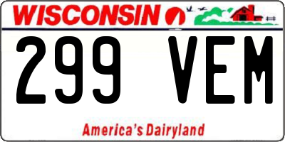 WI license plate 299VEM