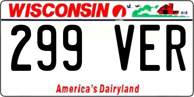 WI license plate 299VER