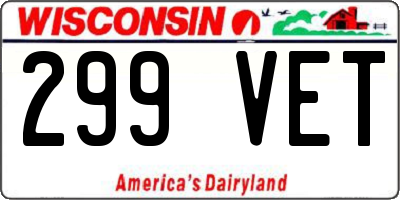WI license plate 299VET
