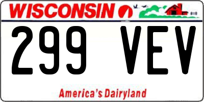 WI license plate 299VEV