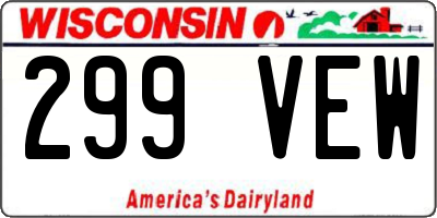 WI license plate 299VEW