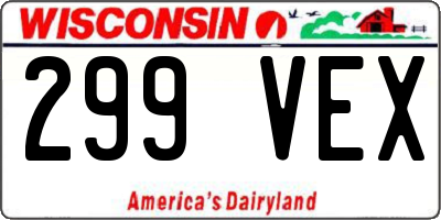 WI license plate 299VEX