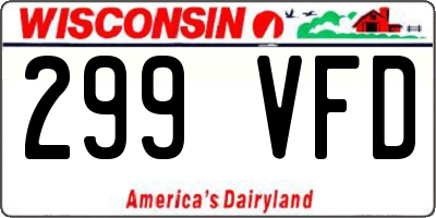 WI license plate 299VFD