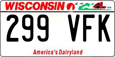 WI license plate 299VFK