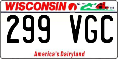 WI license plate 299VGC
