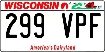 WI license plate 299VPF