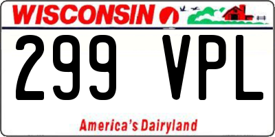 WI license plate 299VPL
