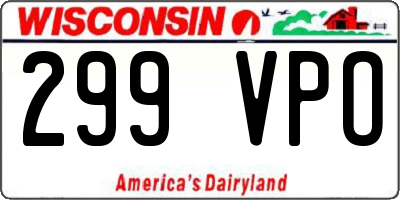 WI license plate 299VPO