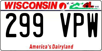 WI license plate 299VPW