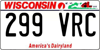 WI license plate 299VRC