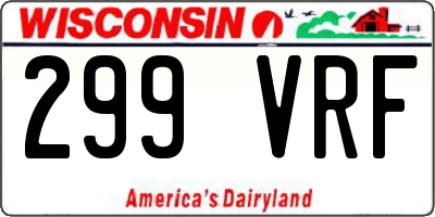 WI license plate 299VRF