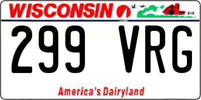 WI license plate 299VRG