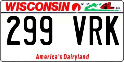 WI license plate 299VRK