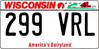 WI license plate 299VRL
