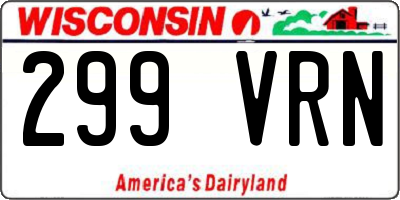 WI license plate 299VRN