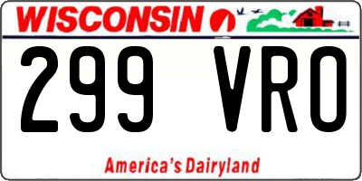 WI license plate 299VRO