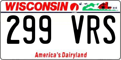 WI license plate 299VRS