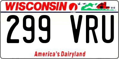 WI license plate 299VRU