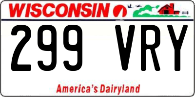 WI license plate 299VRY