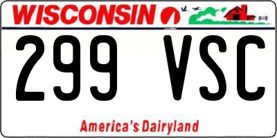 WI license plate 299VSC