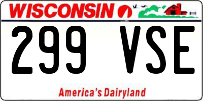 WI license plate 299VSE