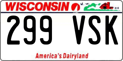WI license plate 299VSK