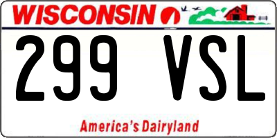 WI license plate 299VSL