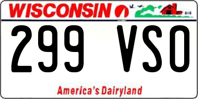 WI license plate 299VSO