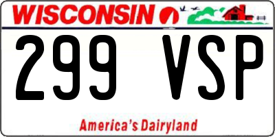 WI license plate 299VSP