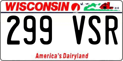 WI license plate 299VSR