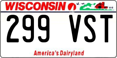 WI license plate 299VST