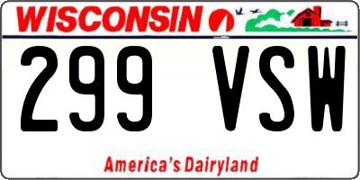 WI license plate 299VSW