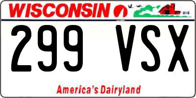 WI license plate 299VSX