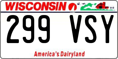 WI license plate 299VSY